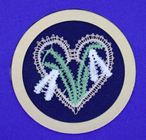 Discover Romance Through Lace - Blue hearts circle design