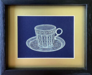 Katherine Brandle an award-winning designer and lacemaker - tea cup design